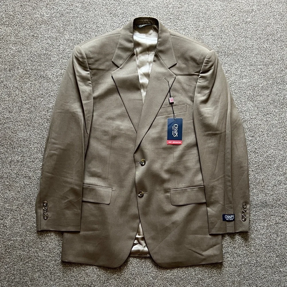 NWT Chaps Suit Separates Taupe Suit Jacket Blazer Sports Coat 100% Wool Mens 38R